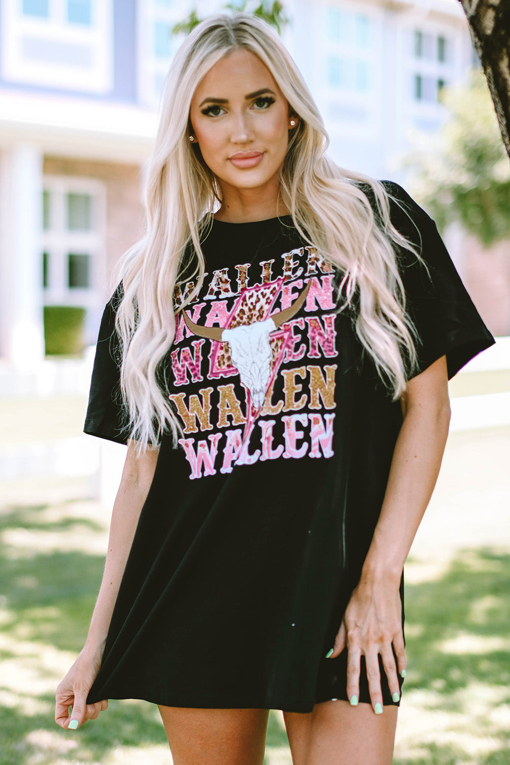 Wallen Cowskull Graphic Oversized Tee | Black