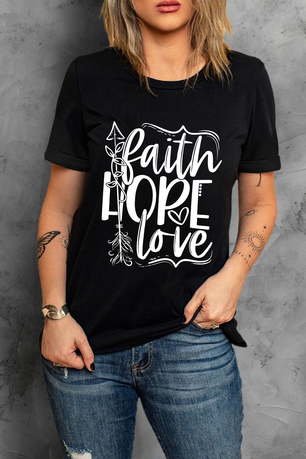 Faith Hope Love Graphic T Shirt | Black