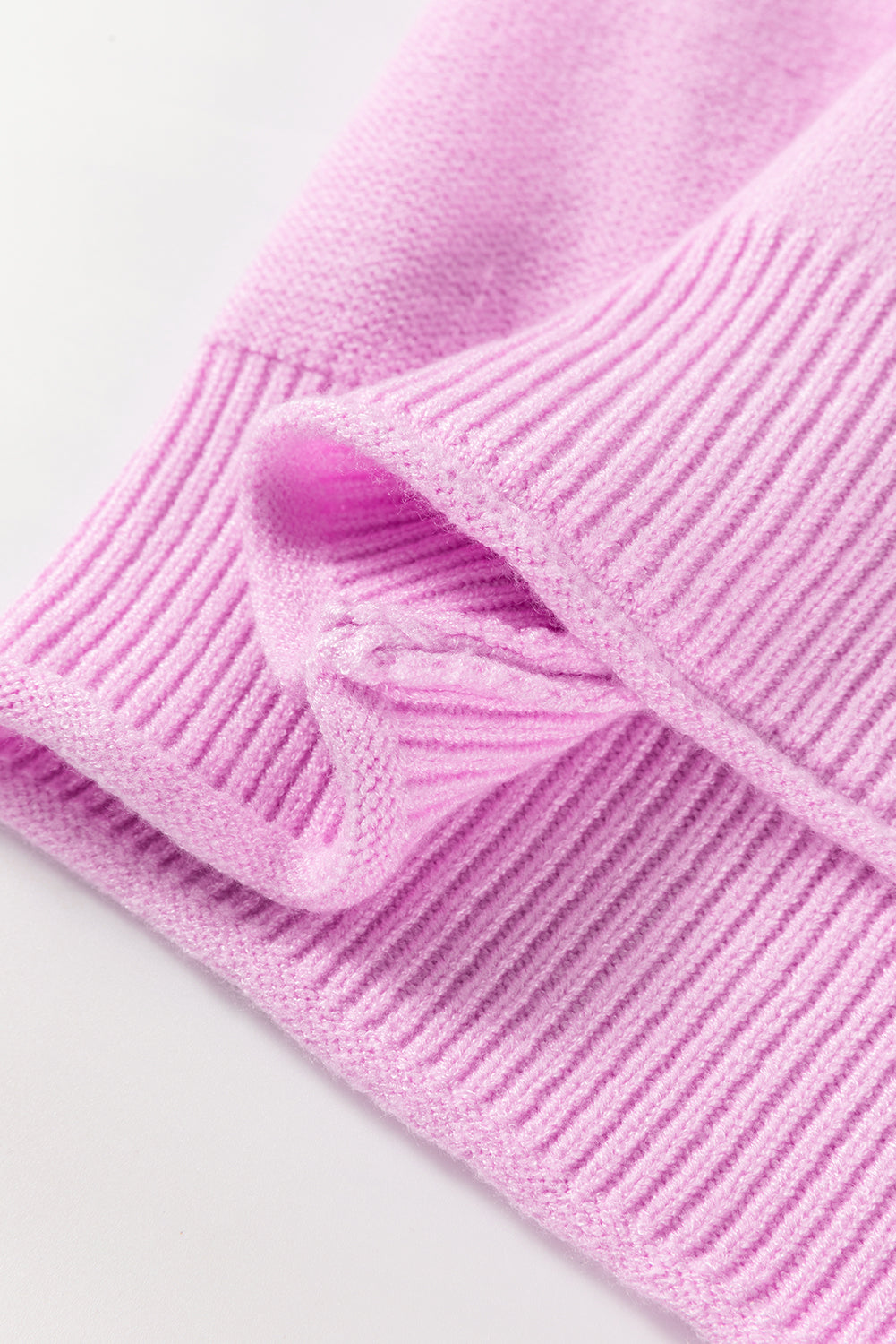 Raw Edge Ribbed Detail Drop Shoulder Sweater | Pink