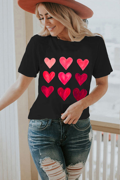 Valentine'S Day Heart Graphic Tee | Black