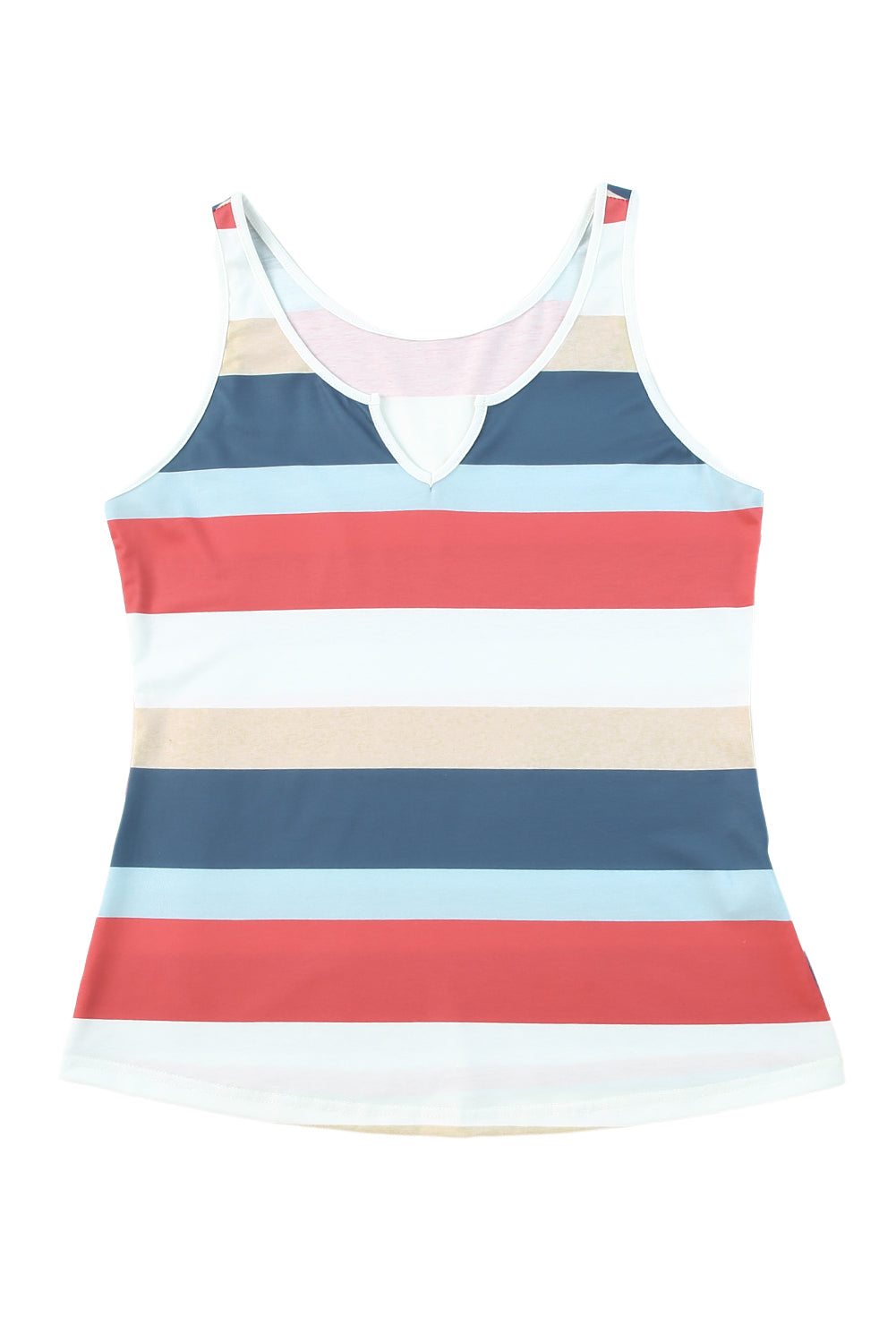 Striped Colour Block Notched Neck Tank Top | Multicolour