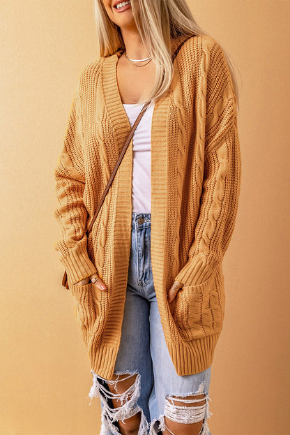 Mustard Knit Texture Long Cardigan | as shown