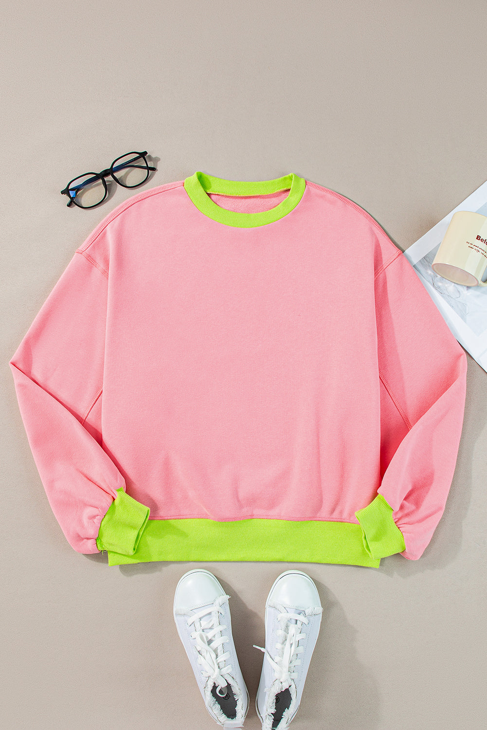 Colourblock Bubble Sleeve Sweatshirt | Pink