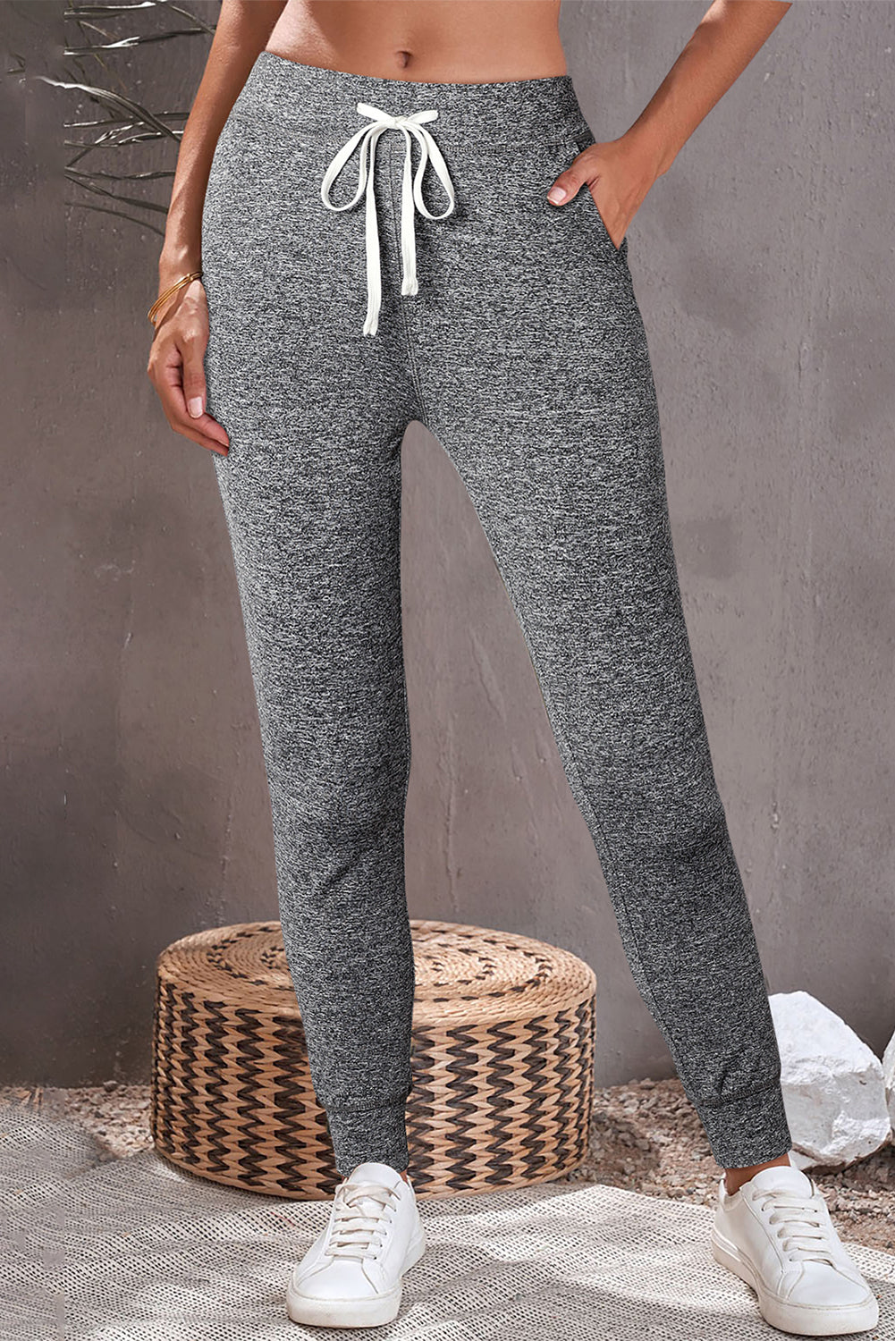 Drawstring Waist Pocketed Joggers | Gray