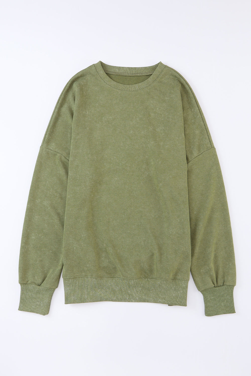 Drop Shoulder Ribbed Trim Oversized Sweatshirt | Green