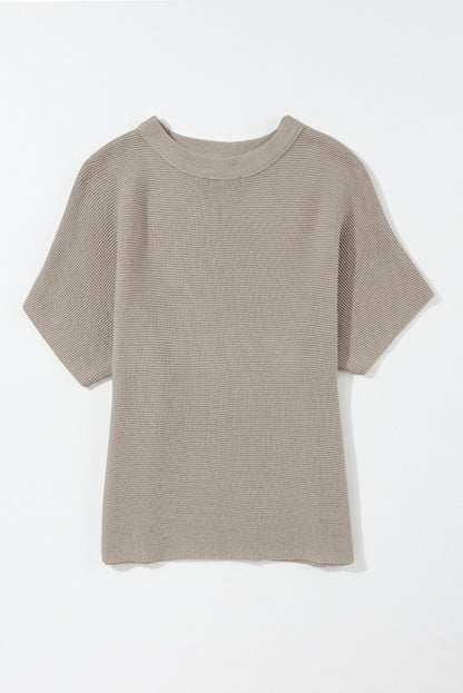 High Neck Short Bat Sleeve Sweater | Apricot