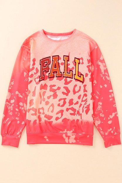 Fall Leopard Print Long Sleeve Pullover Sweatshirt | Pink