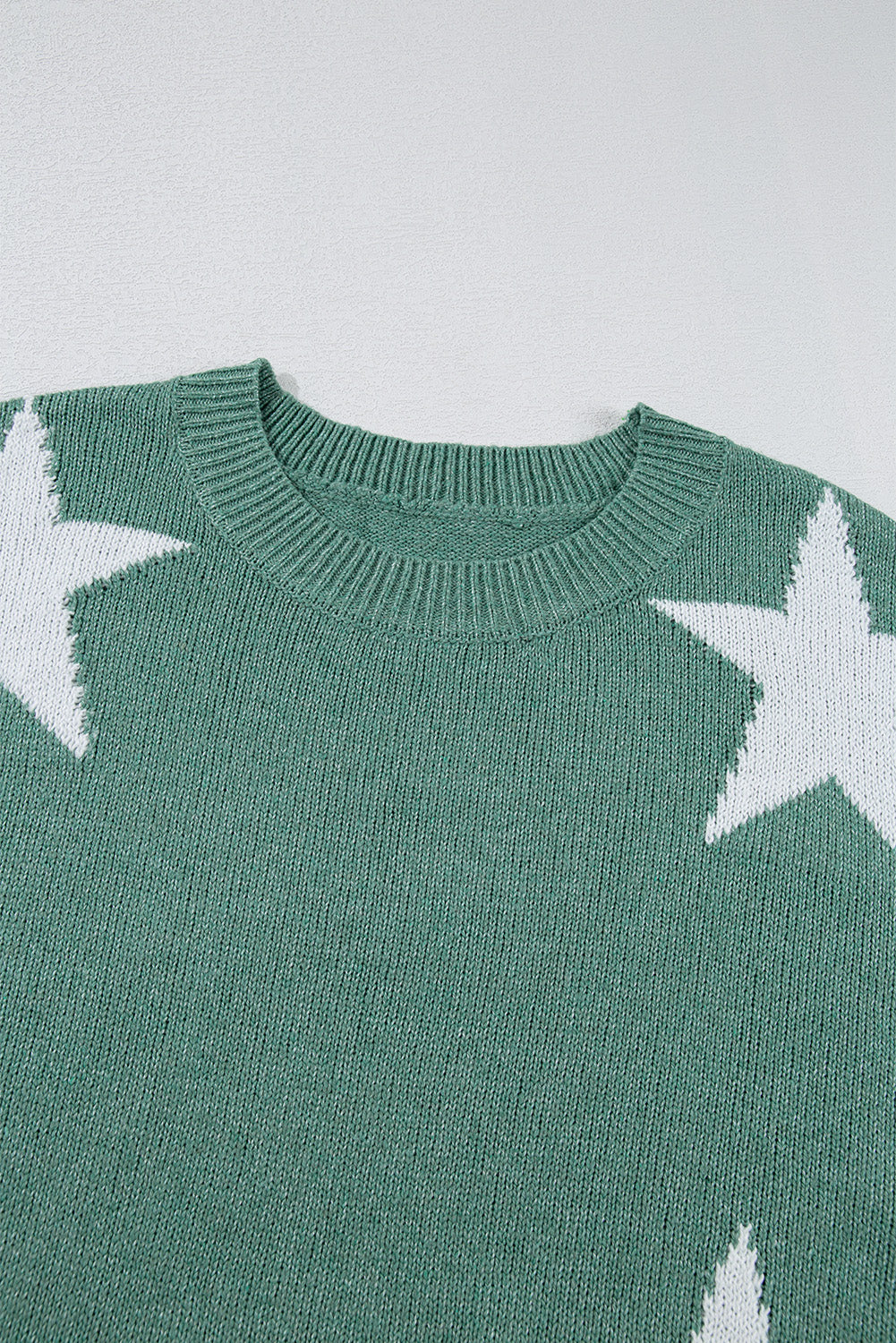 Star Pattern Drop Shoulder Sweater | Green