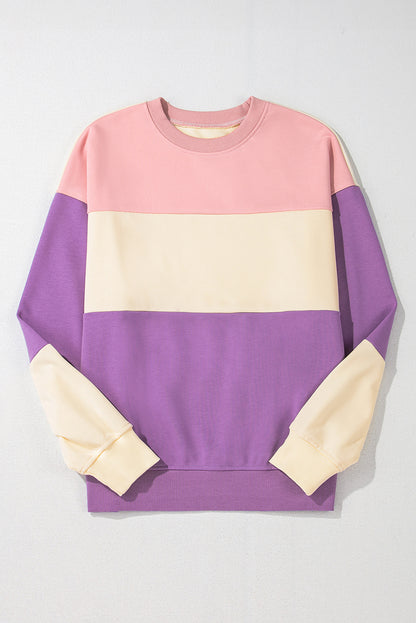 Colourblock Patchwork Drop Shoulder Sweatshirt | Meadow Mauve