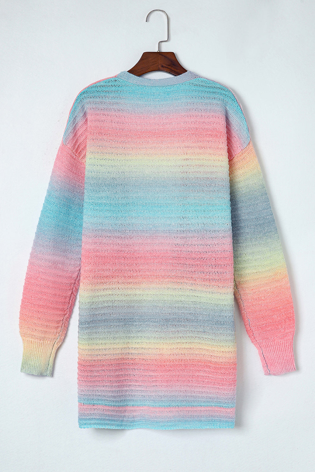 Gradient Knit Open Cardigan With Pockets | Green