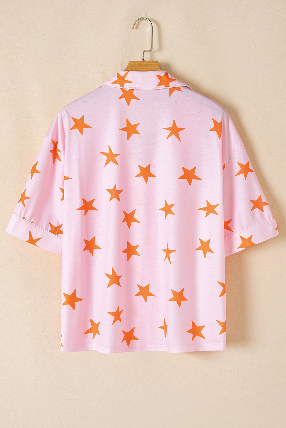 Stars Short Sleeve Shirt And Shorts Bamboo Pajama Set | Pink