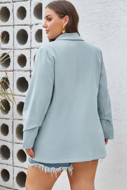 Plus Size Soft Lightweight Pocketed Lapel Blazer | Sky Blue