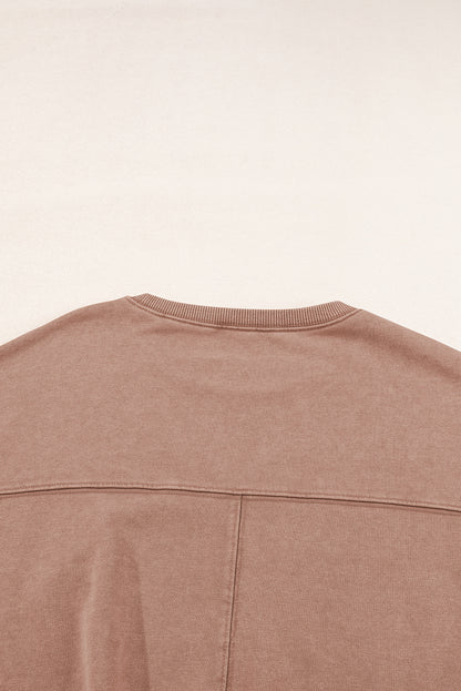 Exposed Seam Batwing Sleeve Drop Shoulder Sweatshirt | Chestnut