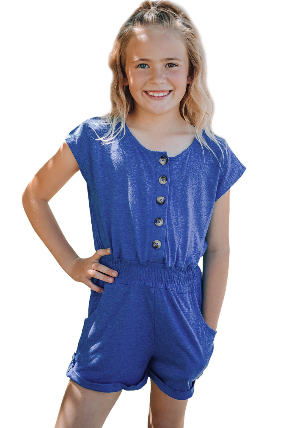 Little Girls Cassie Romper | Sky Blue