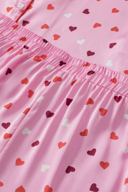 Valentine Heart Shape Print Plus Size Sleepwear | Pink