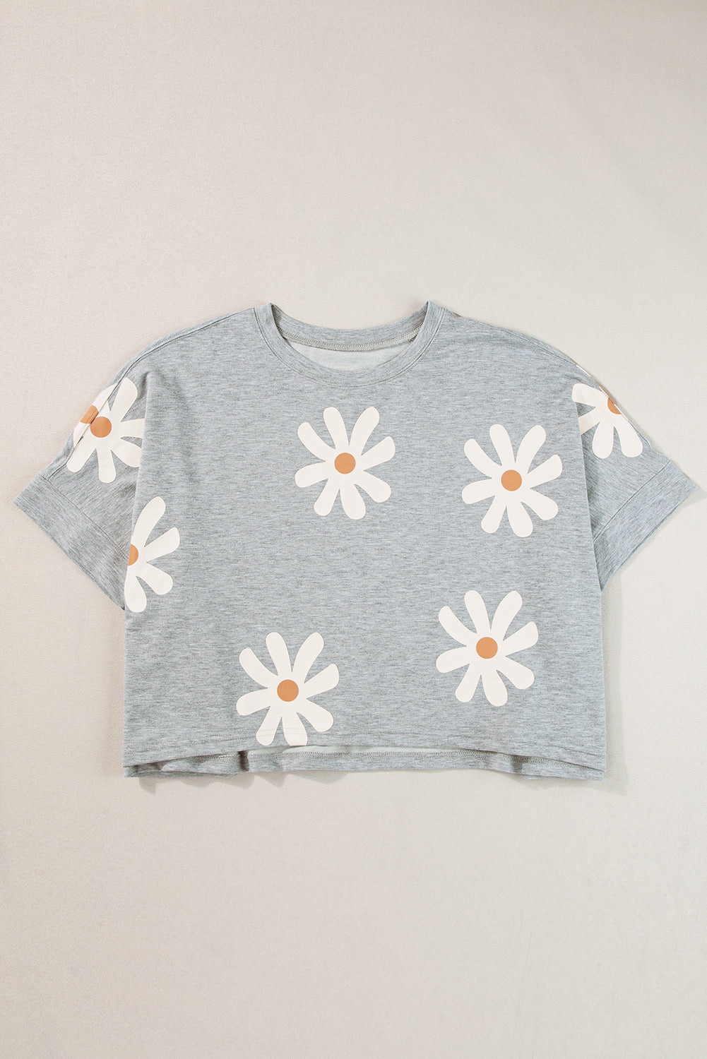 Daisy Flower Printed Casual T Shirt | Gray