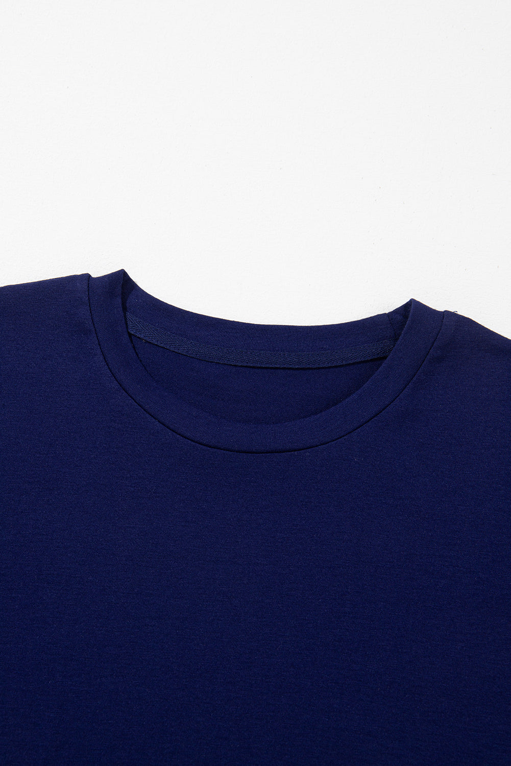 Casual Plain Crew Neck Tee | Blue