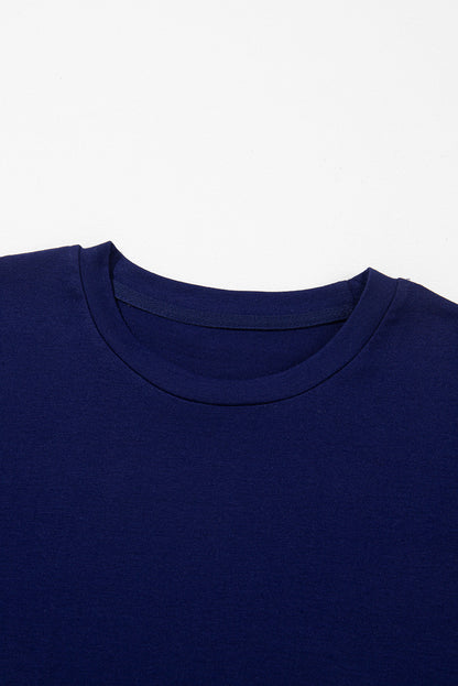 Casual Plain Crew Neck Tee | Blue