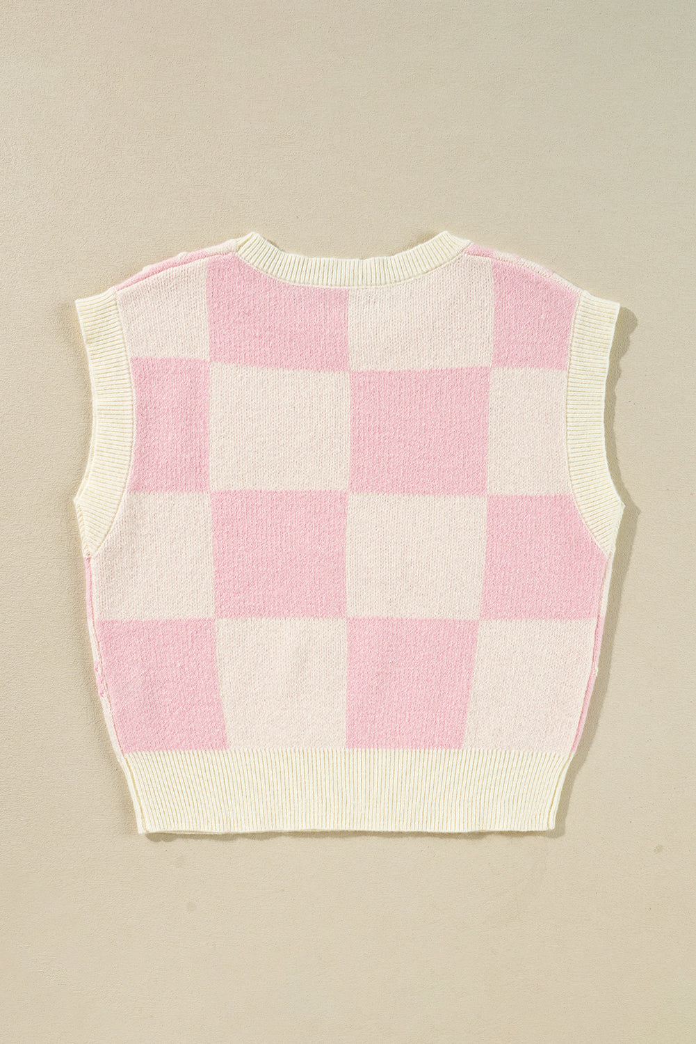 Preppy Bow Detail Checkered Sweater Vest | Pink