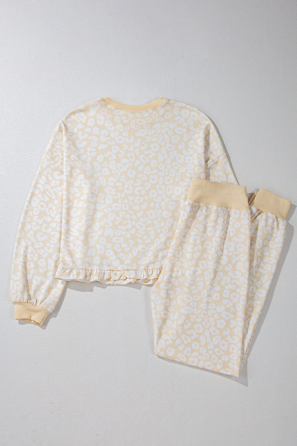 Cheetah Print Two Piece Loose Fit Cozy Loungewear | White