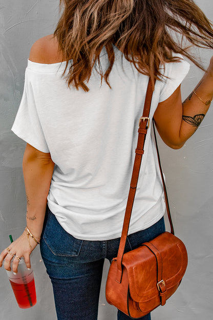 White Pocketed Tee With Side Slits | white