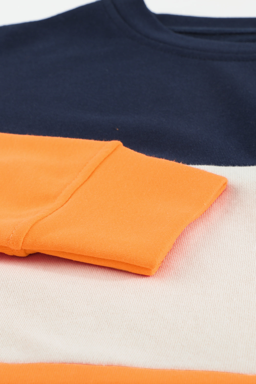 Colourblock  Contrast Stitching Sweatshirt With Slits | Orange