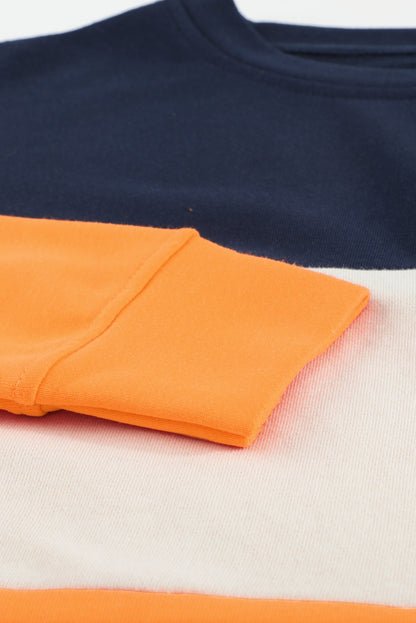 Colourblock  Contrast Stitching Sweatshirt With Slits | Orange