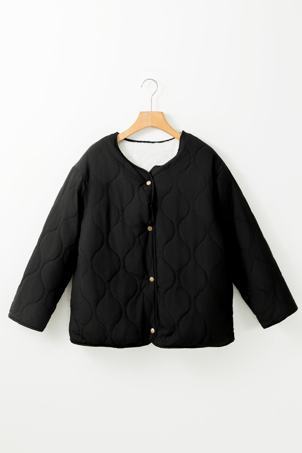 Snap Button Furry Reversible Jackets | Black