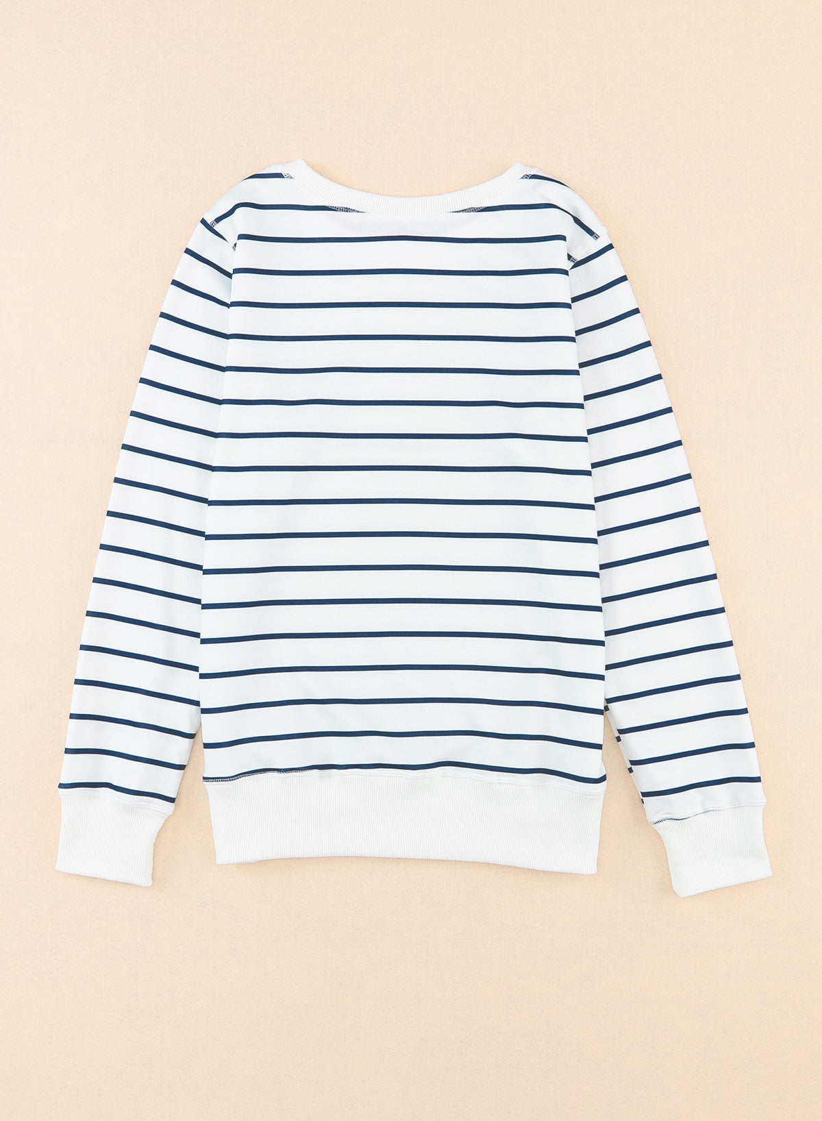 d Print Ribbed Trim Long Sleeve Top | Stripe