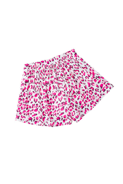 Leopard Print Flutter Casual Shorts | Rose