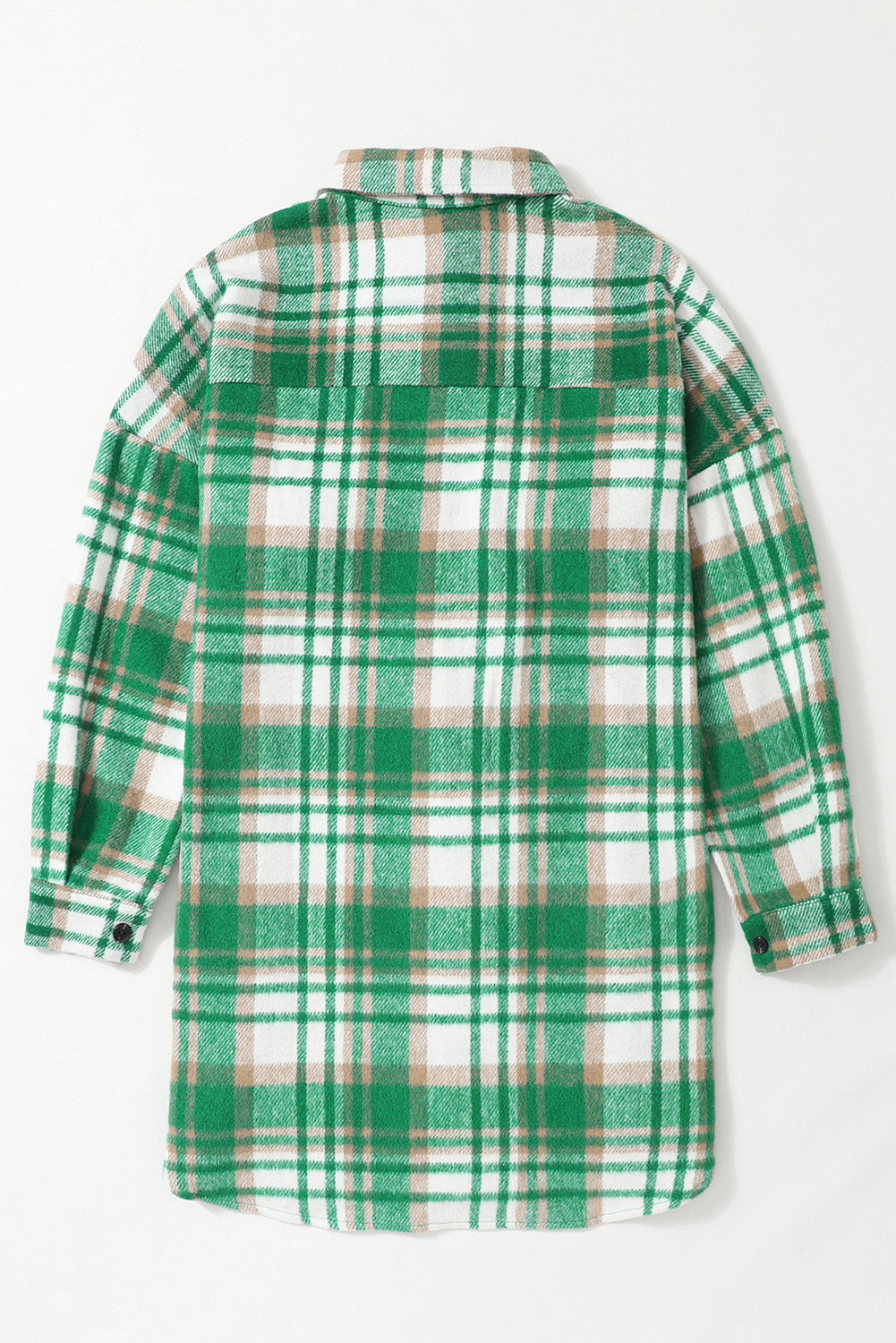 Plaid Flap Pocket Long Sleeve Shacket | Green