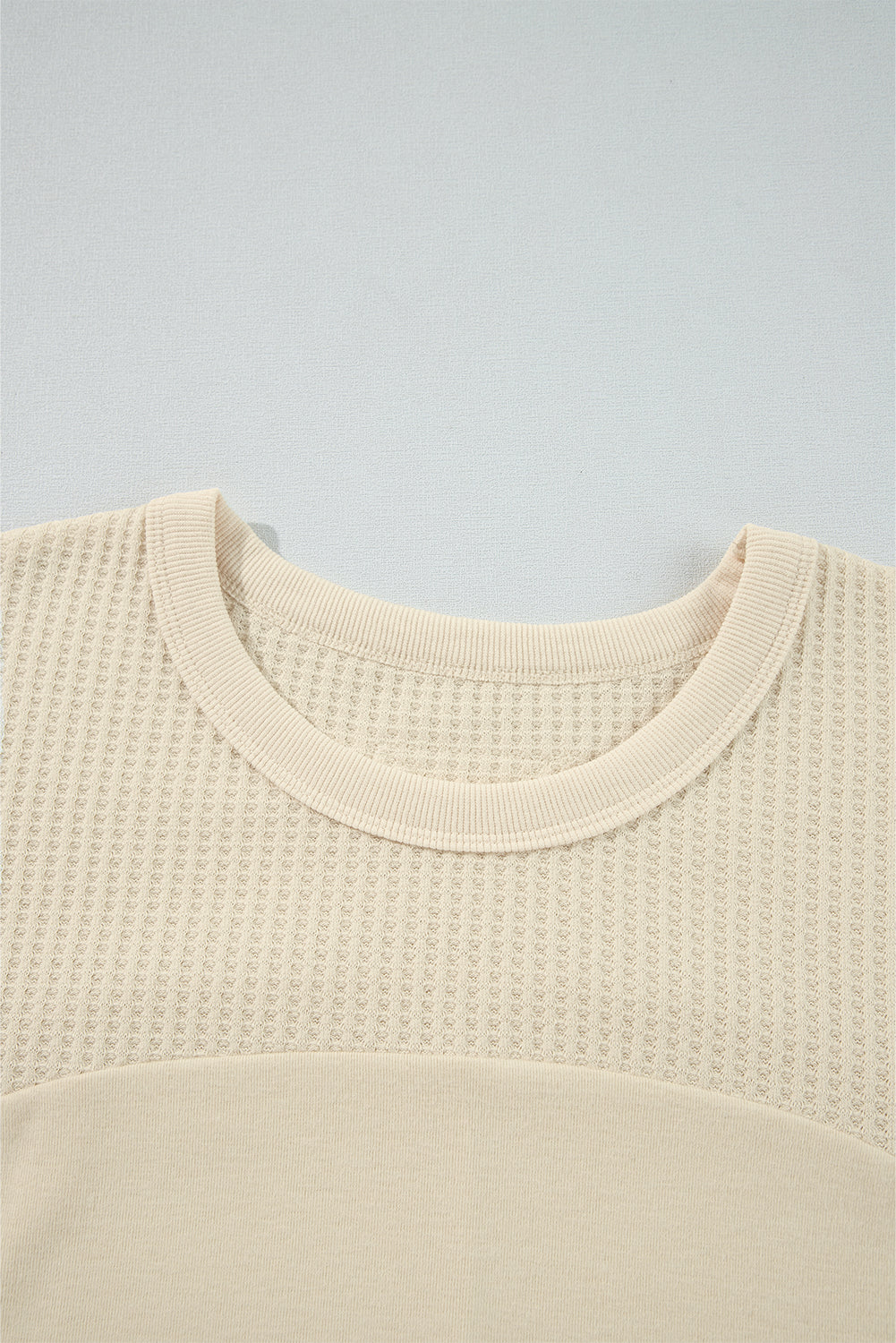 Thermal Knit Patchwork Exposed Seam Long Sleeve Top | Beige