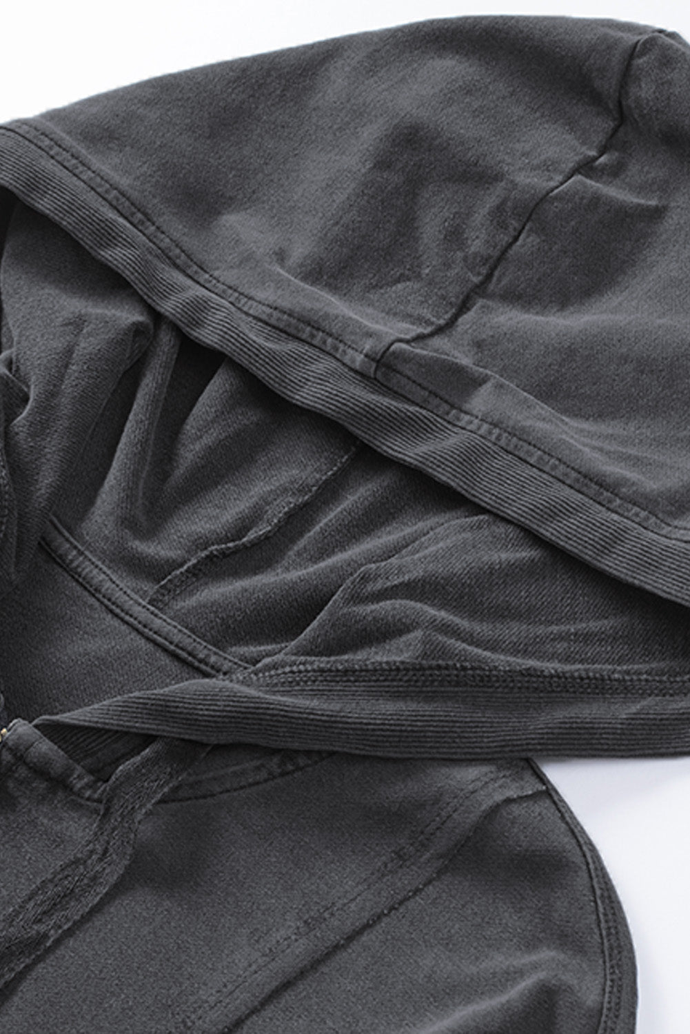 Zipped Front Stitching Hooded Sweatshirt | Gray