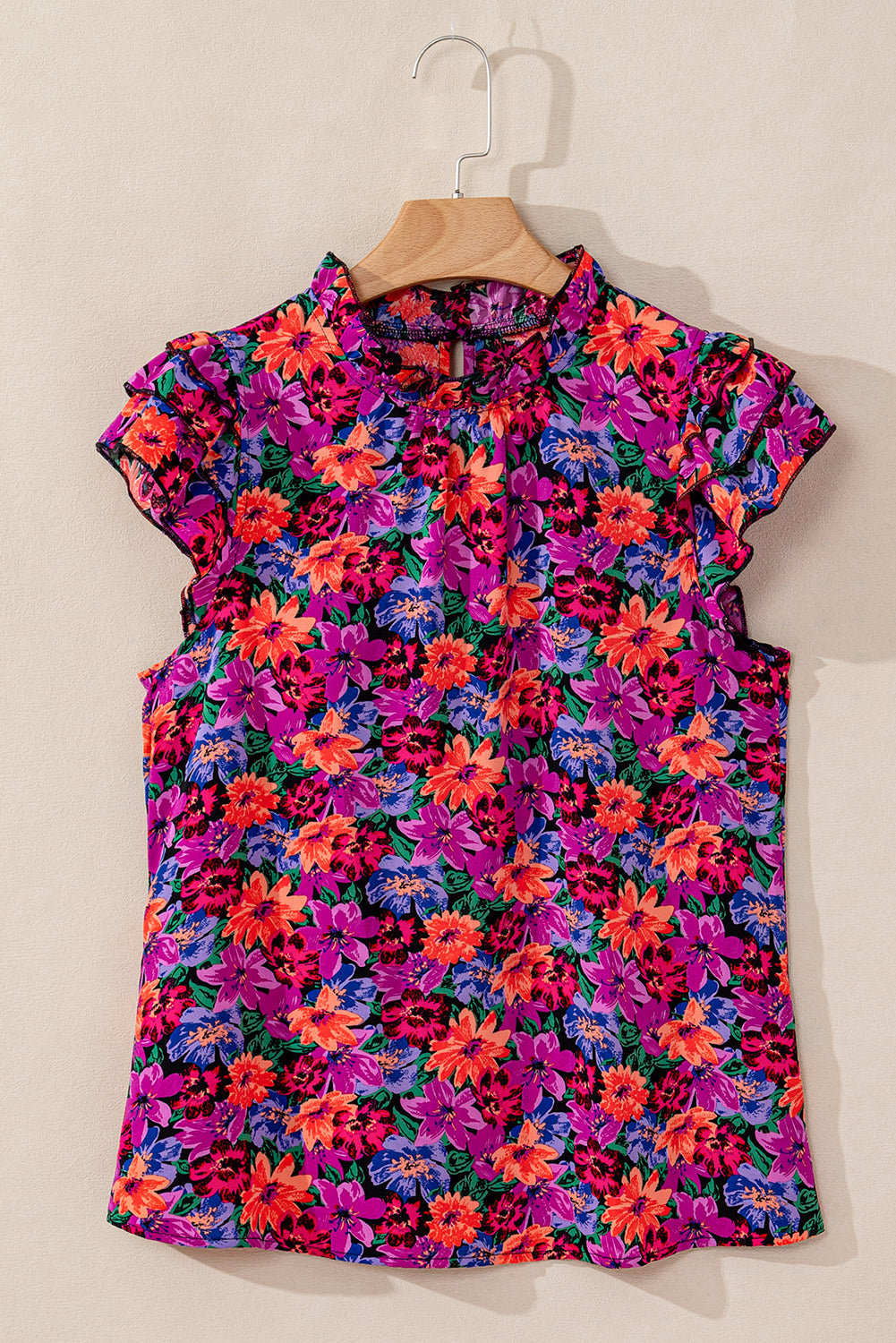 Floral Print Tiered Ruffled Sleeve Blouse | Multicolour