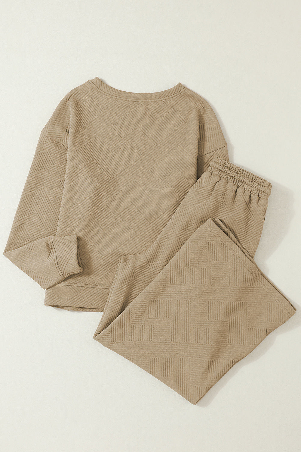 Khaki Ultra Loose Textured 2 Piece Slouchy Outfit | Apricot khaki