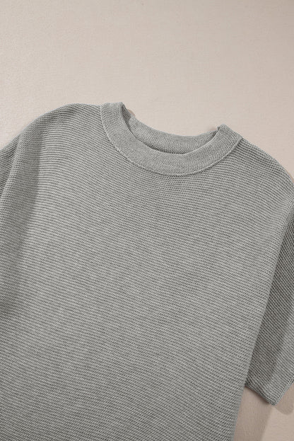 High Neck Short Bat Sleeve Sweater | Medium Grey