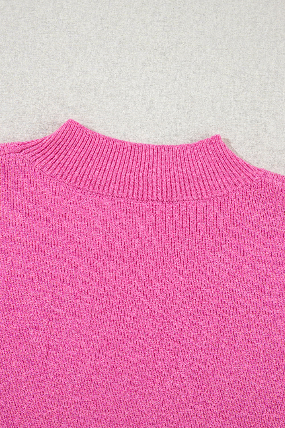 Ribbed Knit Contrast Sleeve Sweater Top | Pink