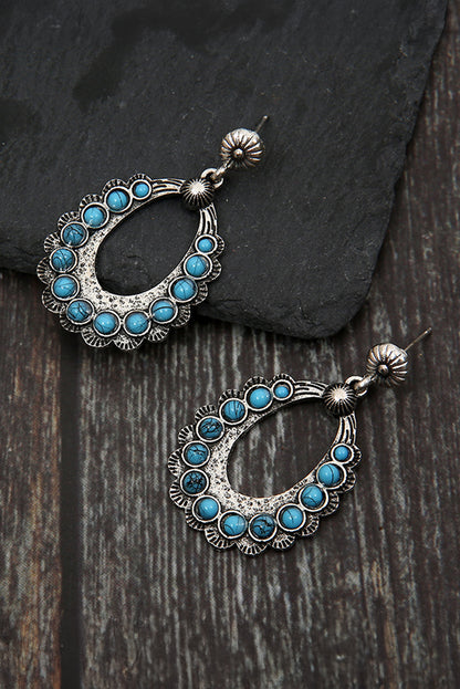 Western Turquoise Cut Out Stud Drop Earrings | Silvery