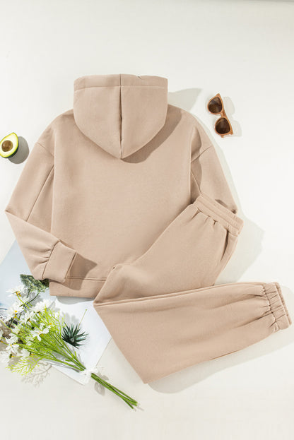 Chunky Two-Piece Hooded Sweatsuit | Pale Khaki