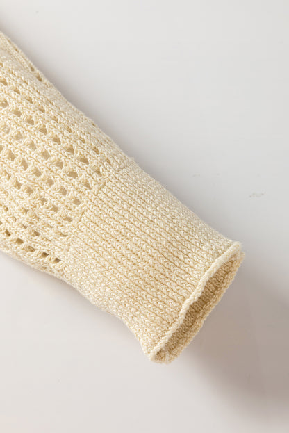 Open Knit Bracelet Sleeve Sweater | Apricot