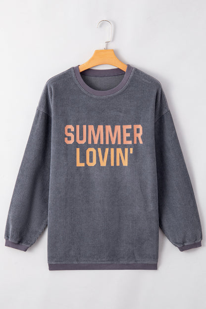 Summer Lovin Graphic Textured Pullover Sweatshirt | Gray