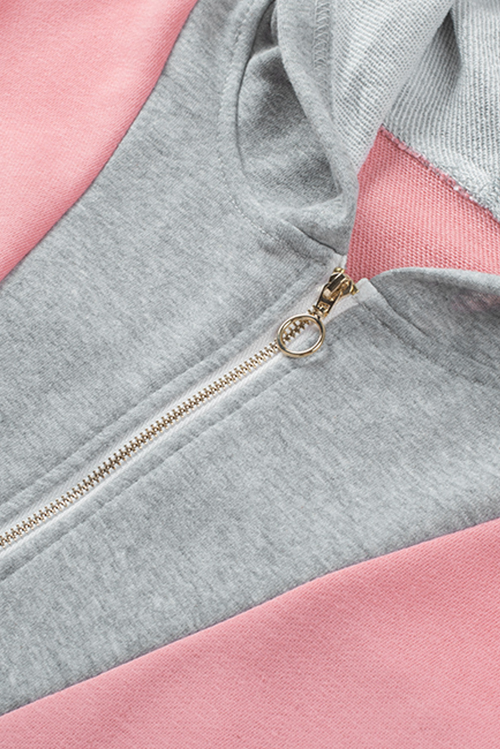 Zip Front Colourblock Pullover Hoodie | Gray