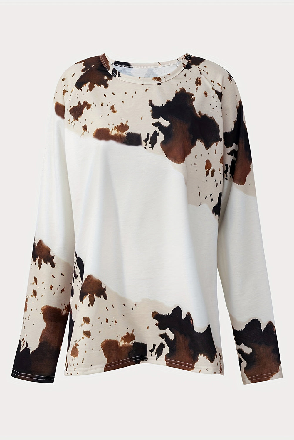 Western Tie Dye Print Long Sleeve T Shirt | Brown