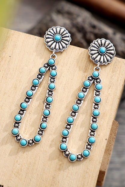 Flower Turquoise Western Fashion Earrings | Silver