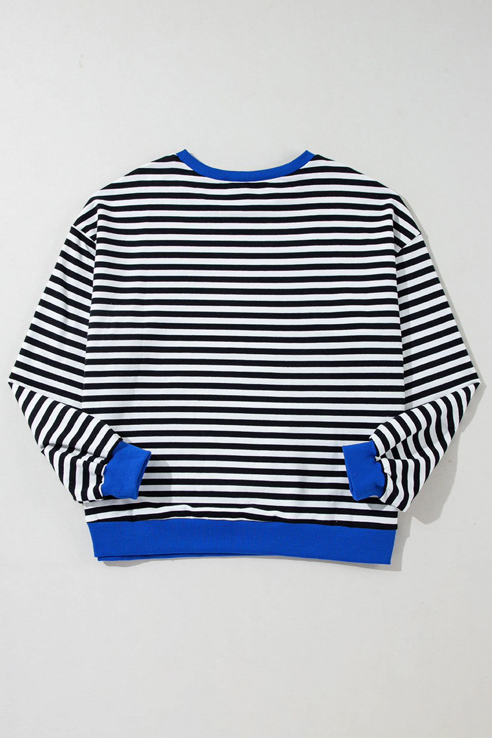 Oversized Contrast Trim Pullover Sweatshirt | Black Stripe