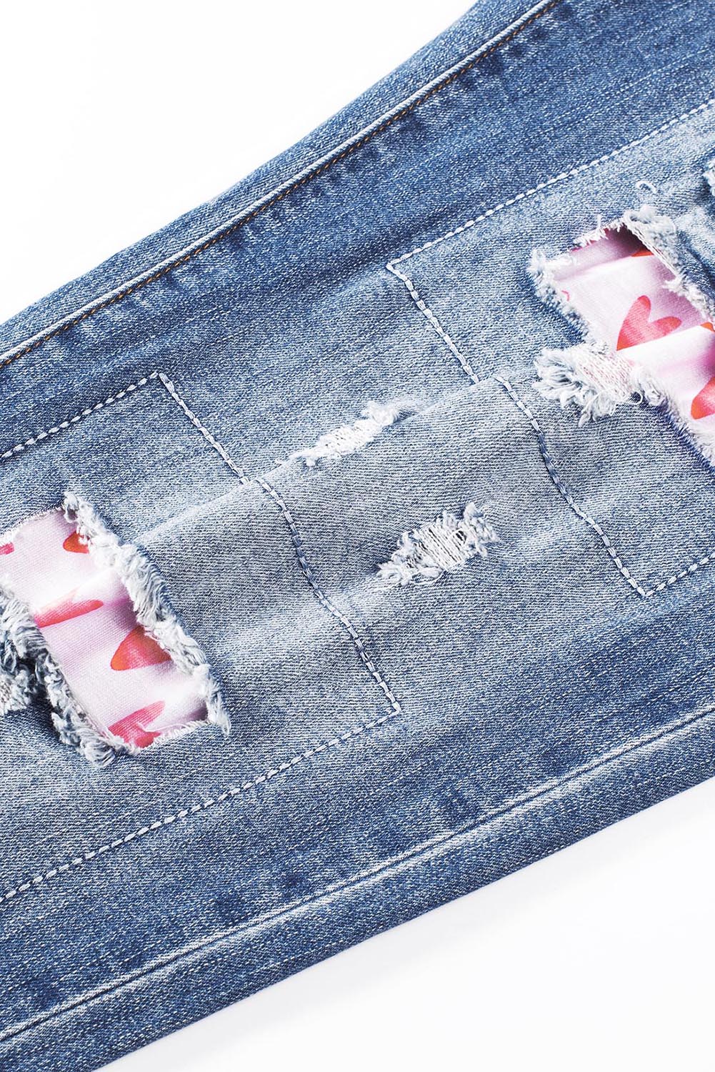 Valentines Day Heart Patchwork Jeans | Sky Blue