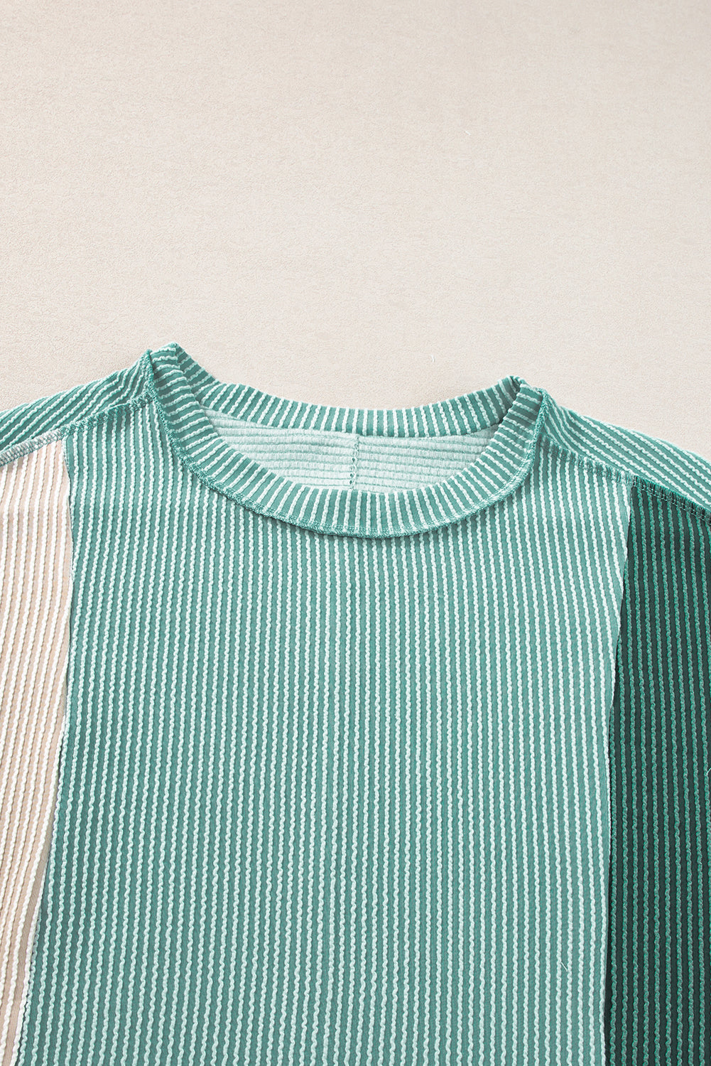 Textured Colourblock Crew Neck T Shirt | Mint Green