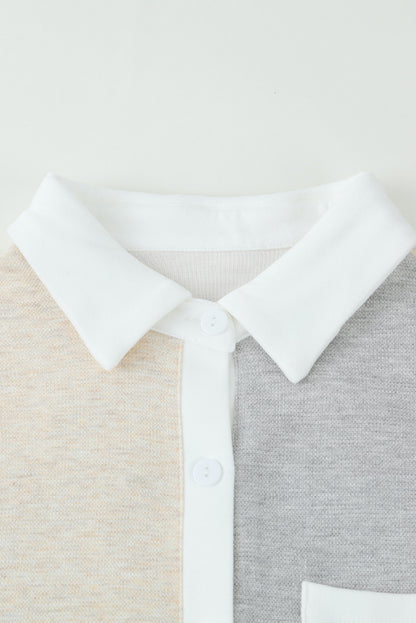 Contrast Trim Colourblock Knit Shirt | Gray