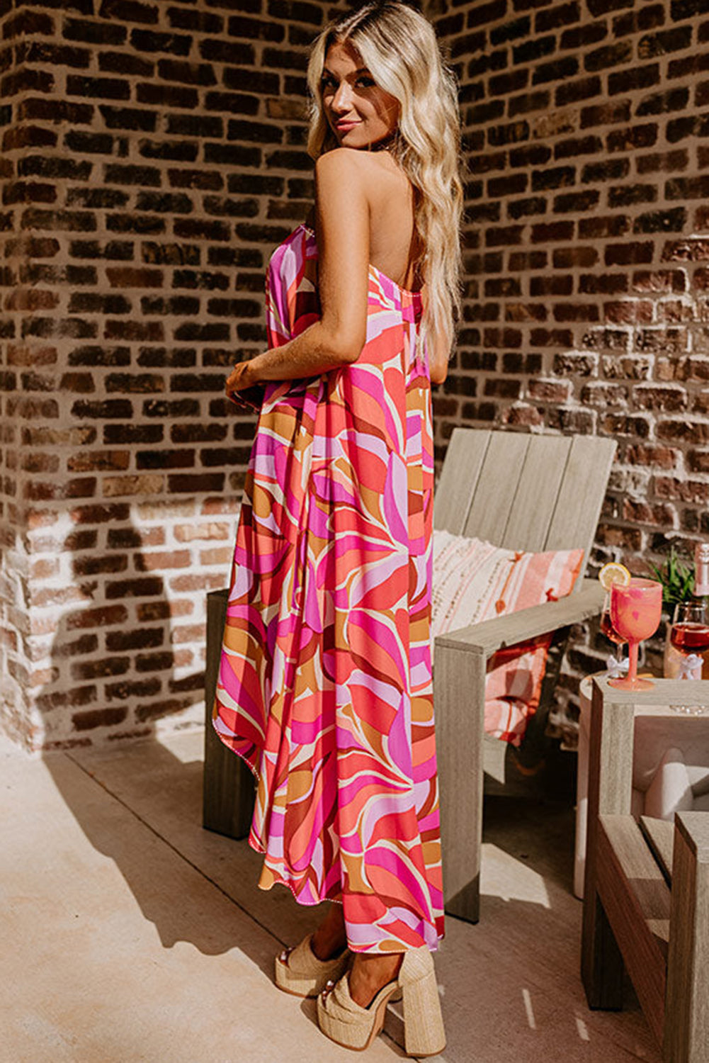 Floral High Low Bandeau Vacay Dress | Rose