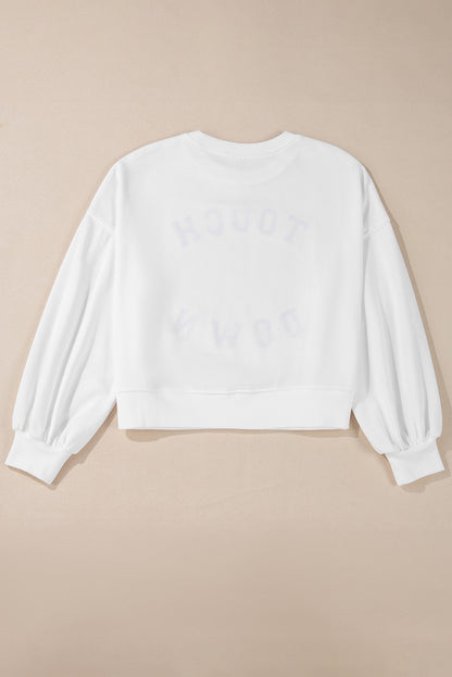 Touch Down Football Graphic Pullover Sweatshirt | White